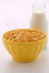 Healthy corn flakes breakfast