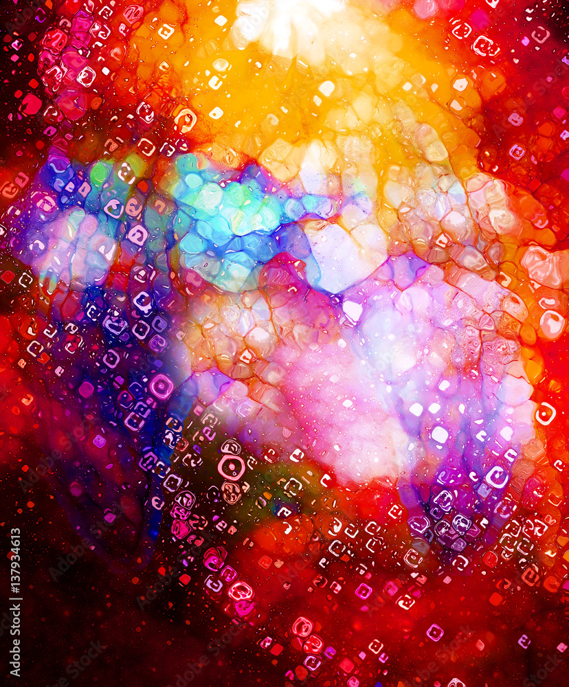 Poster cosmic space and stars, cosmic abstract background and glass effect. copy space.