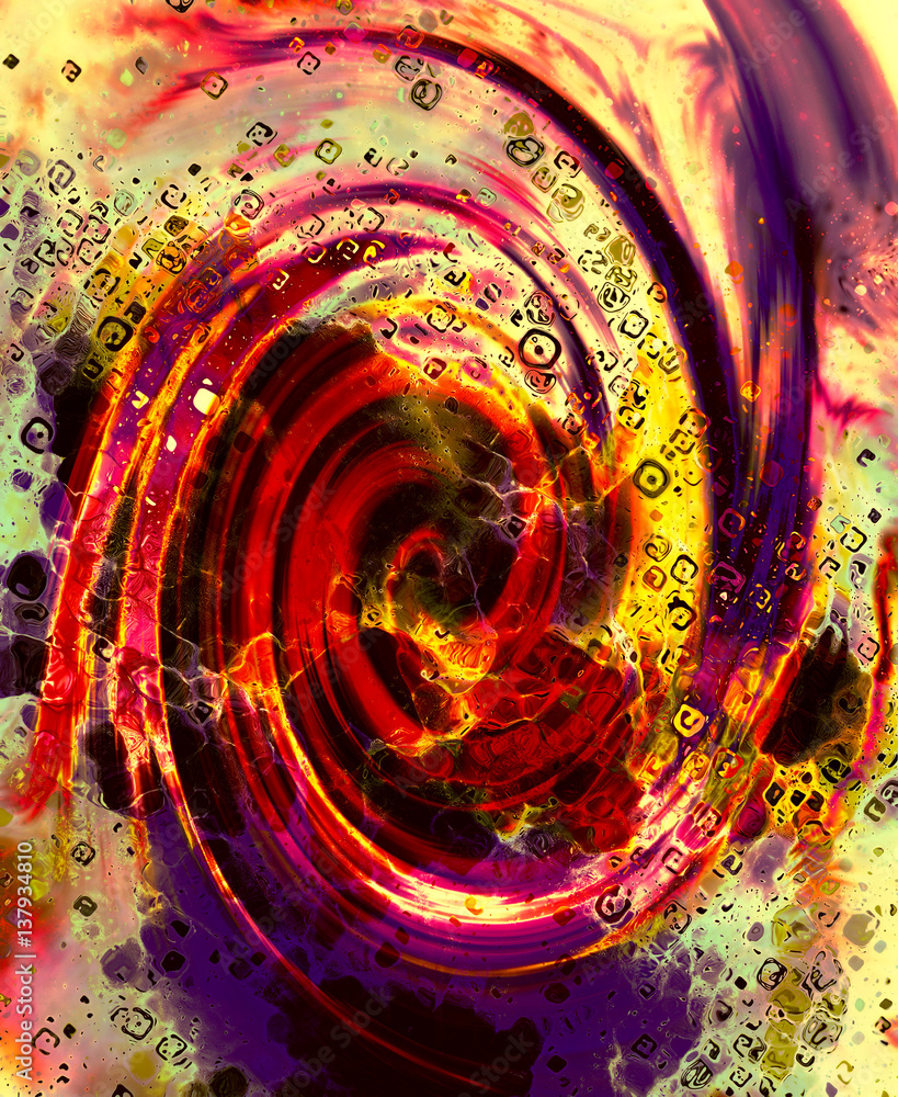 Poster abstract fire flames and spiral effecton on color background.
