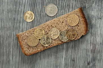 Rye bread with coins