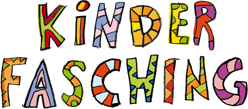 bunte Kinderschrift Kinderfasching