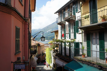 Lake Como.Street  of the beautiful Town Bellagio.Italy.