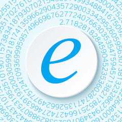 Euler's number with a shadow on a digital background. Mathematical constant, decimal irrational number, base of the natural logarithm. Abstract digital vector illustration. Napier's constant.