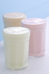 Obraz na płótnie Canvas Fresh assorted yogurt