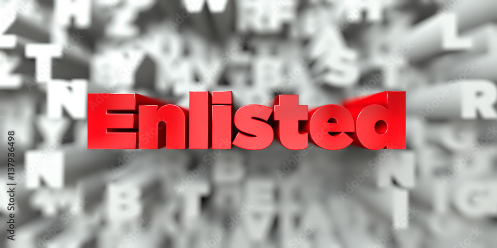 Fototapete Enlisted -  Red text on typography background - 3D rendered royalty free stock image. This image can be used for an online website banner ad or a print postcard.
