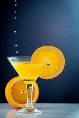 Orange juice glass isolated on background