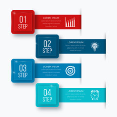 Infographics template four options with square