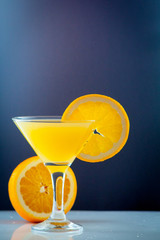Orange juice glass isolated on background