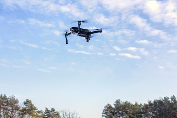 Fototapeta na wymiar drone flies over the forest