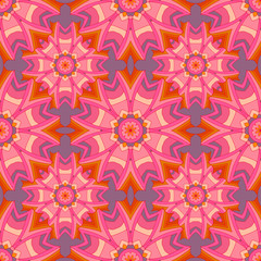 Seamless pattern with mandalas in beautiful colors for your design. Vector background