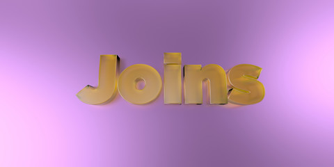 Joins - colorful glass text on vibrant background - 3D rendered royalty free stock image.