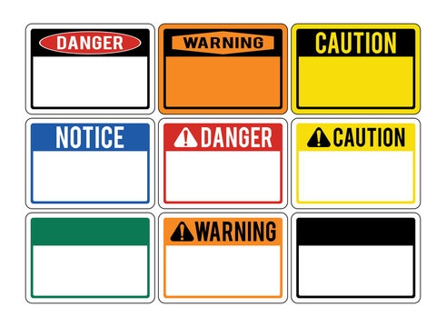 Blank warning signs. Set of warning signs about the dangers. Danger. Vector illustration.