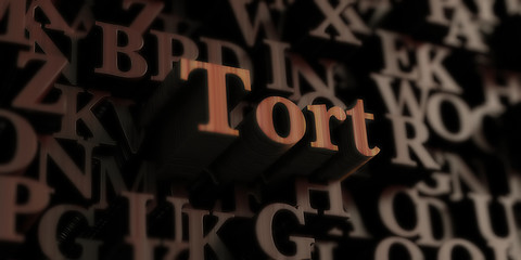 Tort - Wooden 3D rendered letters/message.  Can be used for an online banner ad or a print postcard.