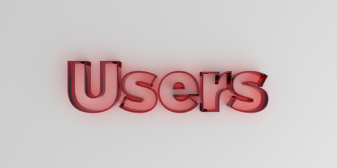 Users - Red glass text on white background - 3D rendered royalty free stock image.