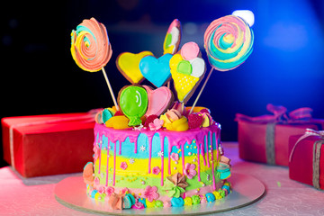 large birthday cake on the table