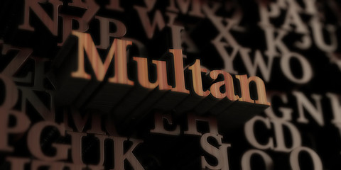 Multan - Wooden 3D rendered letters/message.  Can be used for an online banner ad or a print postcard.