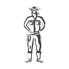 Vector image of a cowboy in gray.