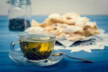 Traditional faworki cookies