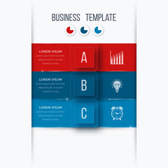 Infographics template 3 options with square