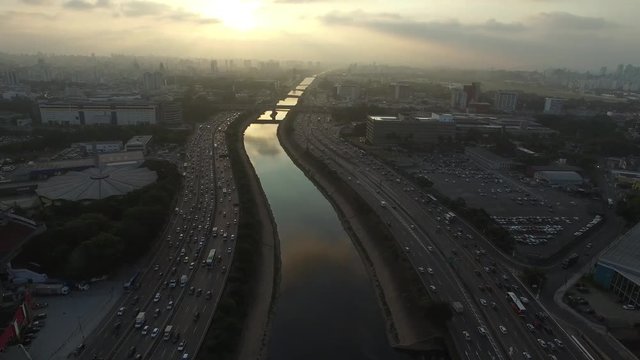 Aerial View of Marginal Tiete, Sao Paulo, Brazil