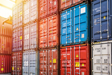 Fototapeta premium Containers box from Cargo freight ship for import export,logistic concept