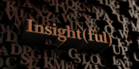 Insight(Ful) - Wooden 3D rendered letters/message.  Can be used for an online banner ad or a print postcard.