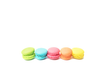 Tasty colorful macaroon on a white background (macaron, macarons, macaroon)