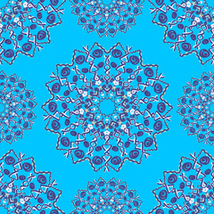 Mandala seamless pattern. Vintage decorative elements. Islam, Arabic, Indian, ottoman motifs. Kaleidoscope, medallion, yoga concept.