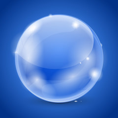 Obraz premium Blue glass ball. 3d shiny sphere