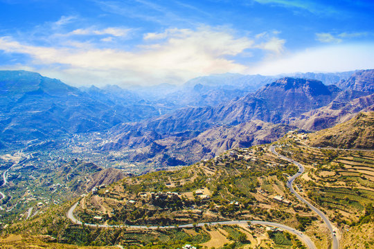 Nice view of the mountain streamers and terraces in Yemen