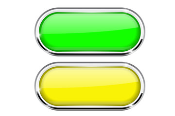 Green and yellow oval buttons with chrome frame