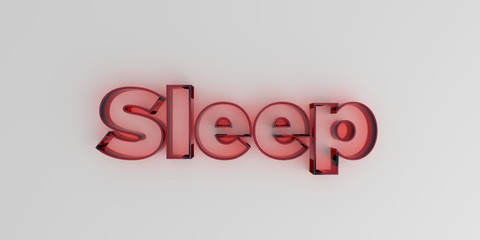 Sleep - Red glass text on white background - 3D rendered royalty free stock image.