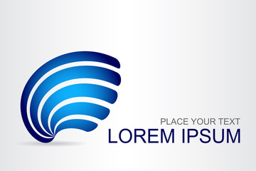 Logo stylized spherical surface with abstract shapes