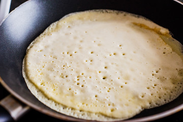 Making of home made pancakes