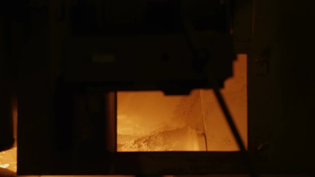 Closeup Inside View of Glass Melt Furnace