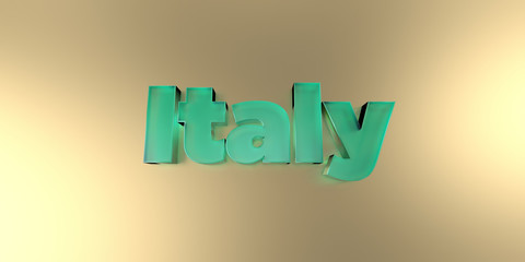 Italy - colorful glass text on vibrant background - 3D rendered royalty free stock image.