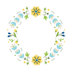Floral ornament in blue and yellow