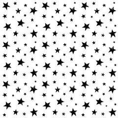Textured stars background, pattern, wallpaper. Grunge space halftone texture. Black and white galaxy star set. Hand drawn illustration