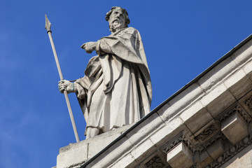 St. Matthias Sculpture on the Southern Facade of St. Pauls Cathedral in London.
