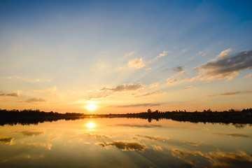 sunset on the lake landscape