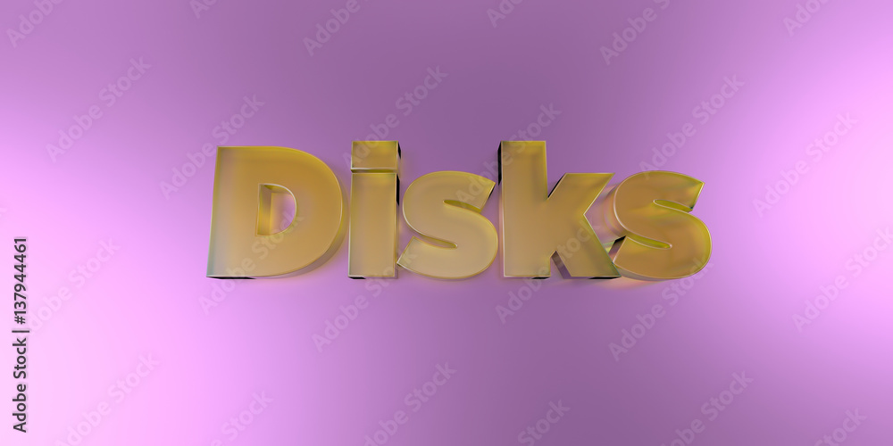Fototapete disks - colorful glass text on vibrant background - 3d rendered royalty free stock image.