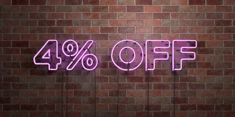 4% OFF - fluorescent Neon tube Sign on brickwork - Front view - 3D rendered royalty free stock picture. Can be used for online banner ads and direct mailers..