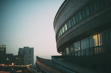 urban architecture of the building at sunset