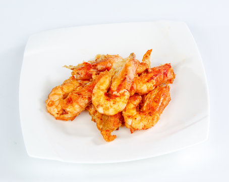 Fried shrimp isolated on white background
