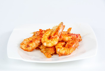 Fried shrimp isolated on white background