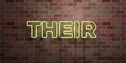 Fototapeta premium THEIR - fluorescent Neon tube Sign on brickwork - Front view - 3D rendered royalty free stock picture. Can be used for online banner ads and direct mailers..