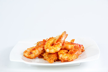 Fried shrimp isolated on white background
