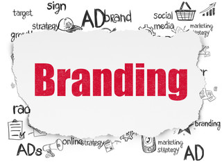 Obraz premium Advertising concept: Branding on Torn Paper background