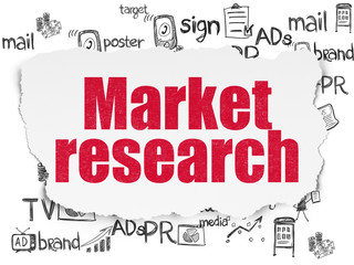 Fototapeta premium Advertising concept: Market Research on Torn Paper background