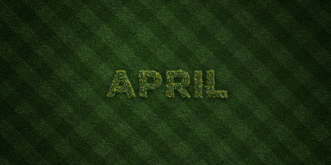 APRIL - fresh Grass letters with flowers and dandelions - 3D rendered royalty free stock image. Can be used for online banner ads and direct mailers..